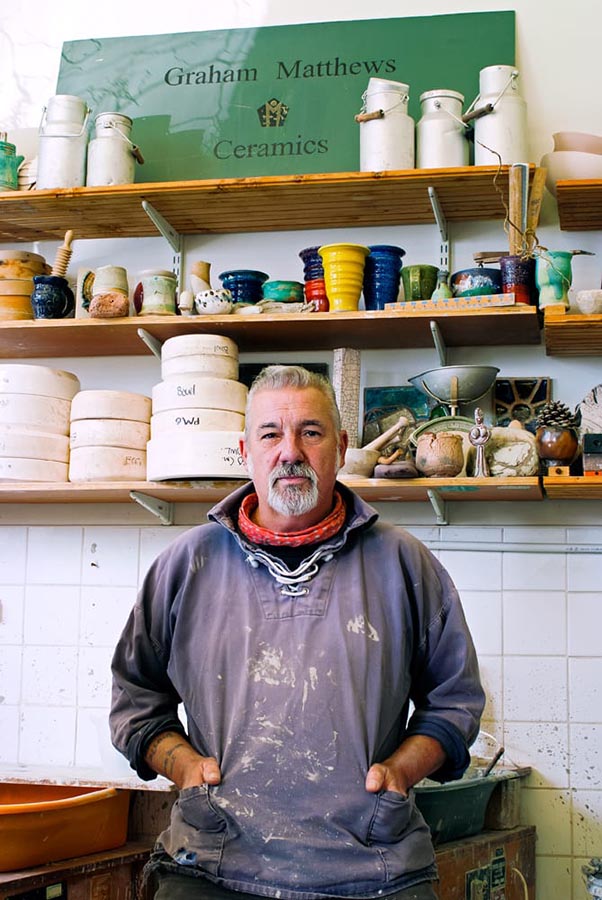 Graham at the wheel shaping clay